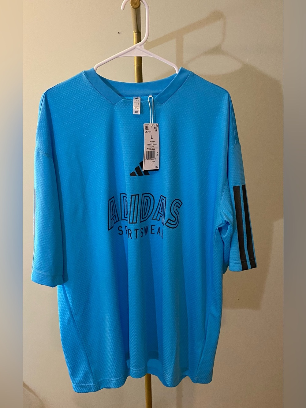 adidas House of Tiro Short Sleeve T-Shirt Light Blue Size Large NWT